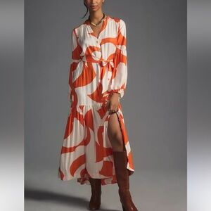 Anthropologie Tiered Buttondown Dress Small